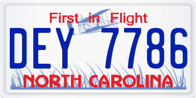 NC license plate DEY7786