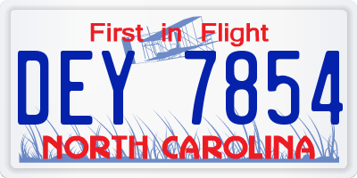 NC license plate DEY7854