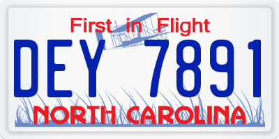 NC license plate DEY7891