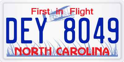 NC license plate DEY8049