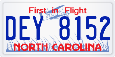 NC license plate DEY8152