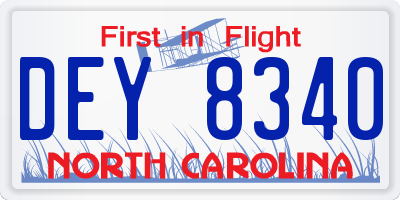 NC license plate DEY8340