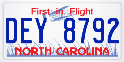 NC license plate DEY8792