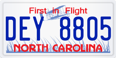 NC license plate DEY8805