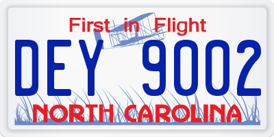 NC license plate DEY9002