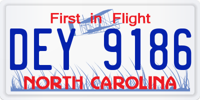 NC license plate DEY9186