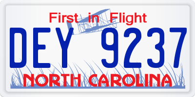 NC license plate DEY9237