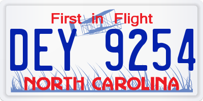 NC license plate DEY9254