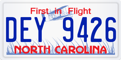 NC license plate DEY9426