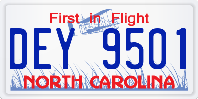 NC license plate DEY9501