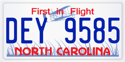 NC license plate DEY9585