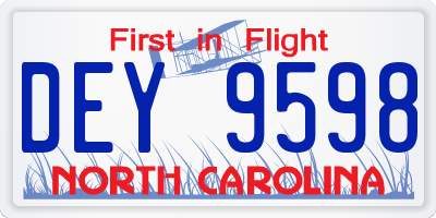 NC license plate DEY9598