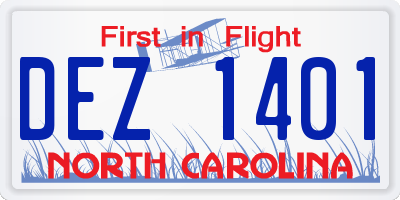 NC license plate DEZ1401