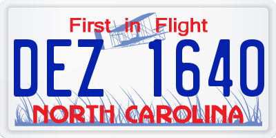 NC license plate DEZ1640
