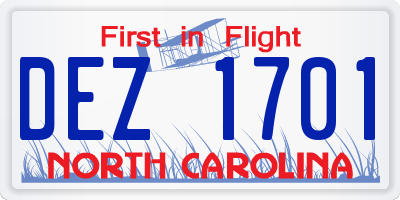 NC license plate DEZ1701