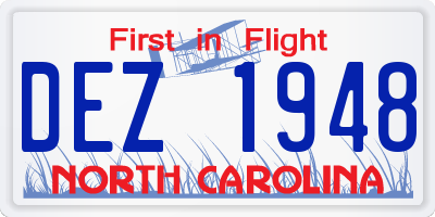 NC license plate DEZ1948