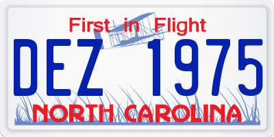 NC license plate DEZ1975
