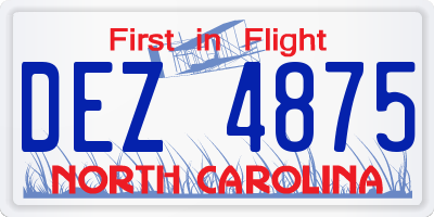 NC license plate DEZ4875