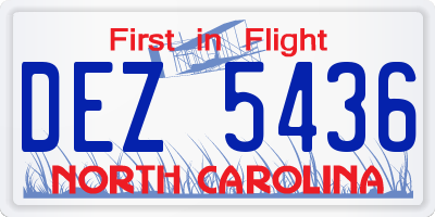 NC license plate DEZ5436