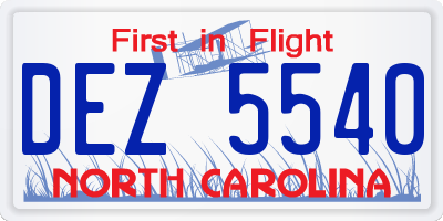 NC license plate DEZ5540