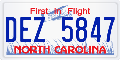NC license plate DEZ5847
