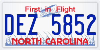 NC license plate DEZ5852