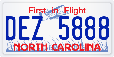 NC license plate DEZ5888