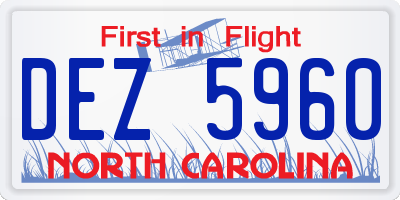 NC license plate DEZ5960