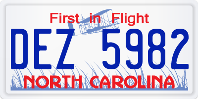 NC license plate DEZ5982
