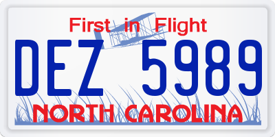 NC license plate DEZ5989