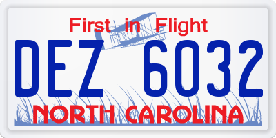 NC license plate DEZ6032