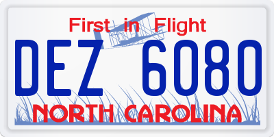 NC license plate DEZ6080