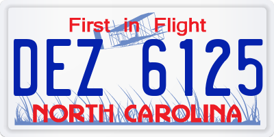 NC license plate DEZ6125