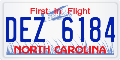 NC license plate DEZ6184