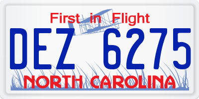 NC license plate DEZ6275
