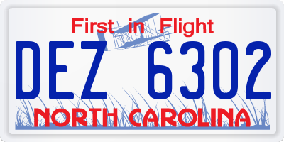 NC license plate DEZ6302