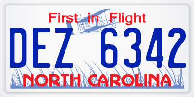 NC license plate DEZ6342