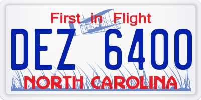 NC license plate DEZ6400