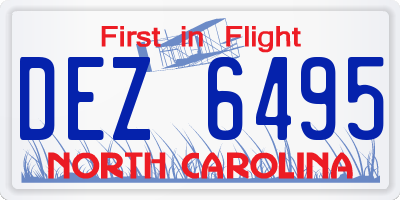 NC license plate DEZ6495