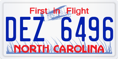 NC license plate DEZ6496