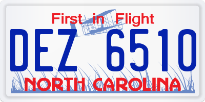 NC license plate DEZ6510