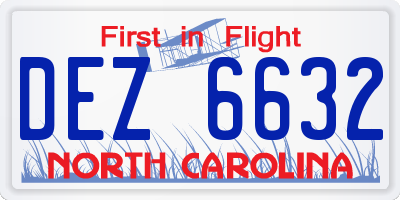 NC license plate DEZ6632