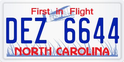 NC license plate DEZ6644