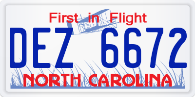 NC license plate DEZ6672