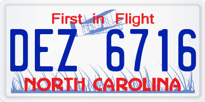 NC license plate DEZ6716