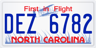 NC license plate DEZ6782