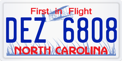 NC license plate DEZ6808