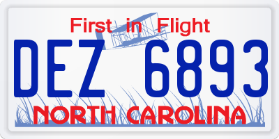NC license plate DEZ6893