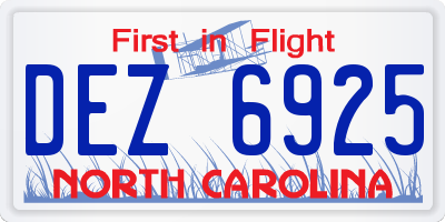 NC license plate DEZ6925