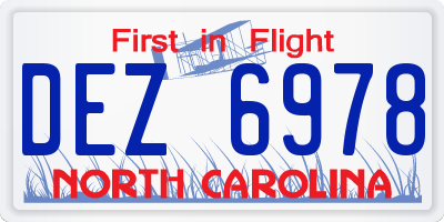NC license plate DEZ6978